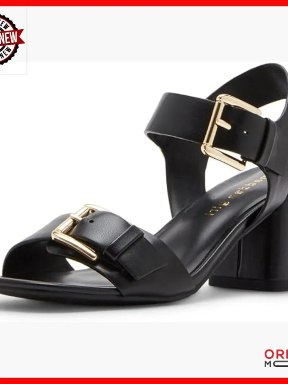 Heeled Sandals with Buckled Straps, Padded Footbed, Slip On Closure